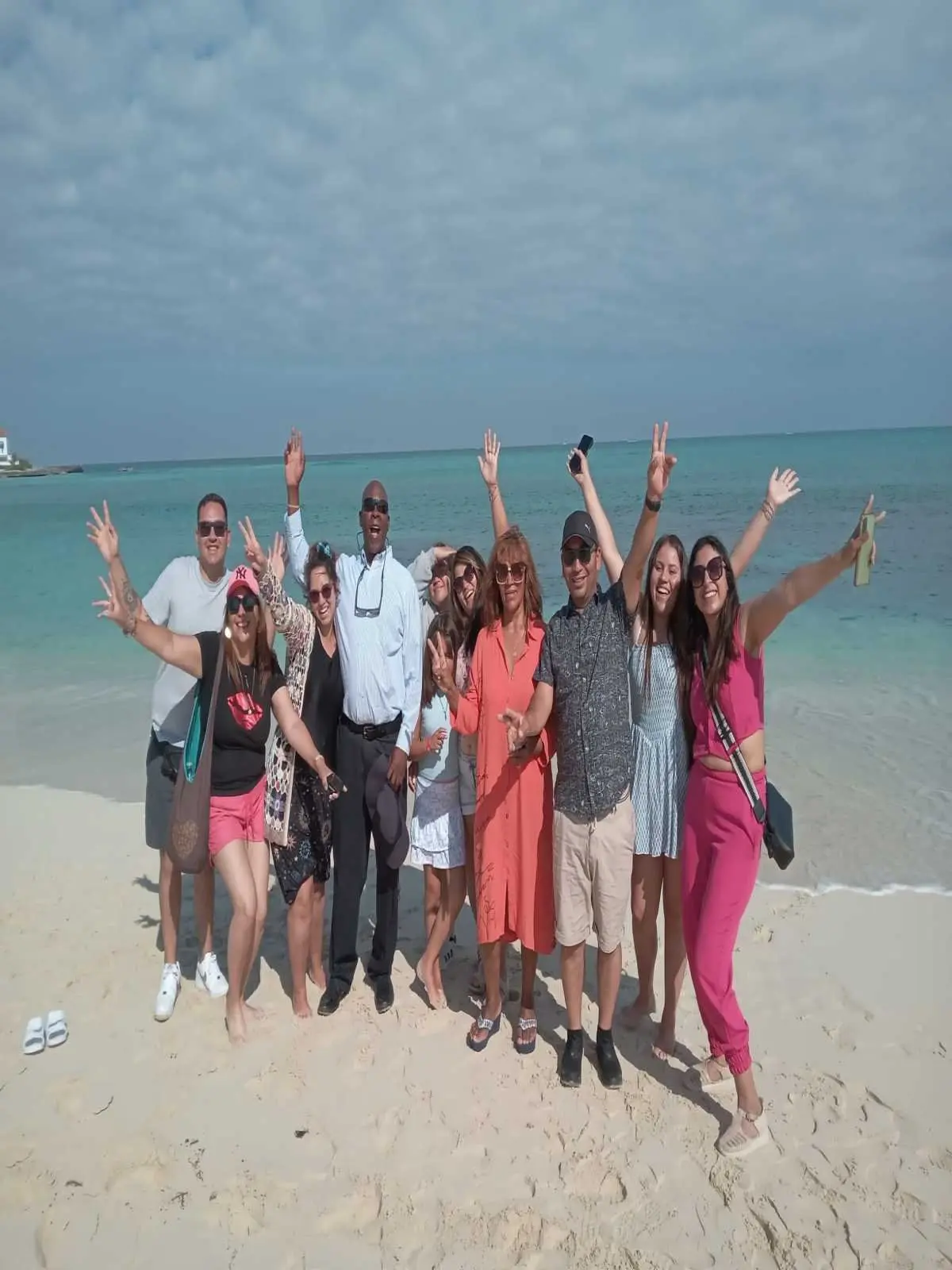 Tour group at Goodman's Bay Beach in Nassau