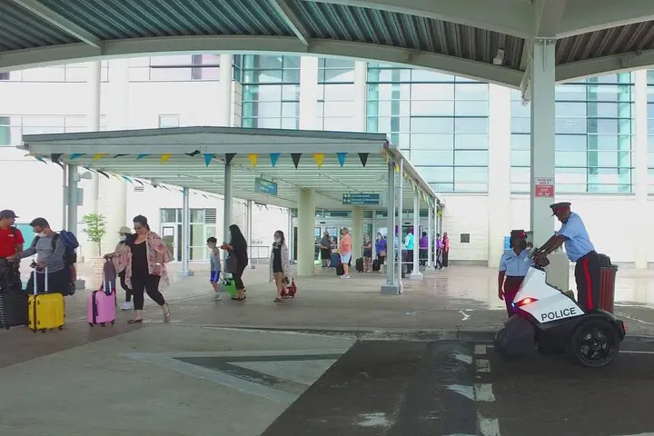 Arrivals entrance at Lynden Pindling International Airport in Nassau