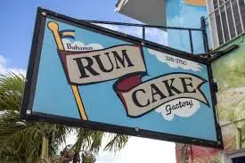 Bahamas Rum Cake Factory sign in Nassau